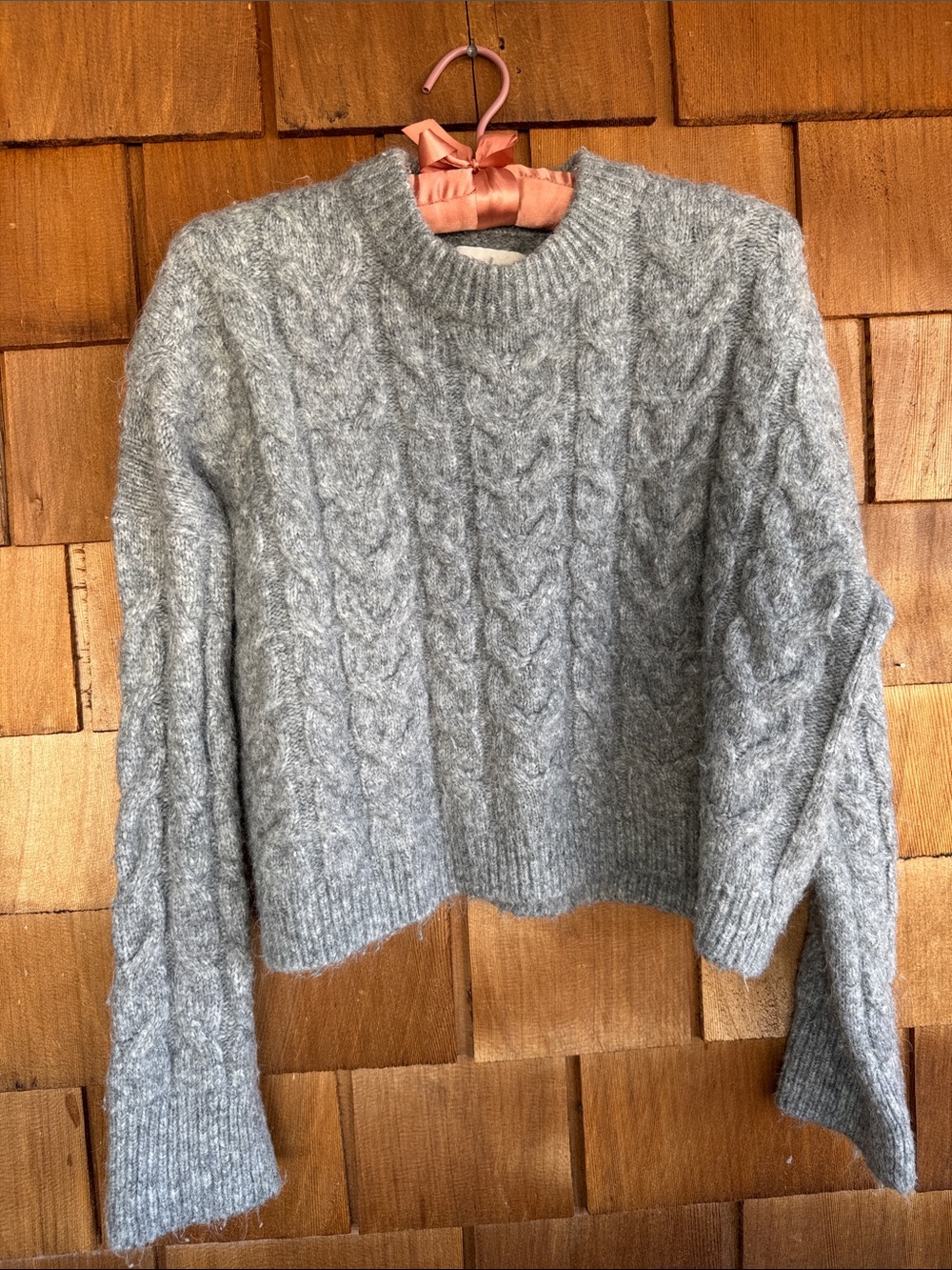 Abercrombie & Fitch Gray Cable Knit Crew Sweater